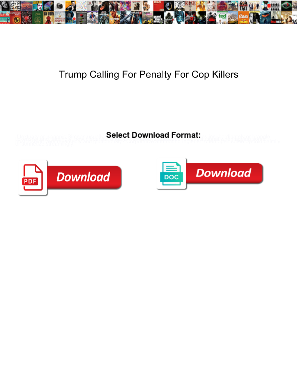 Trump Calling for Penalty for Cop Killers