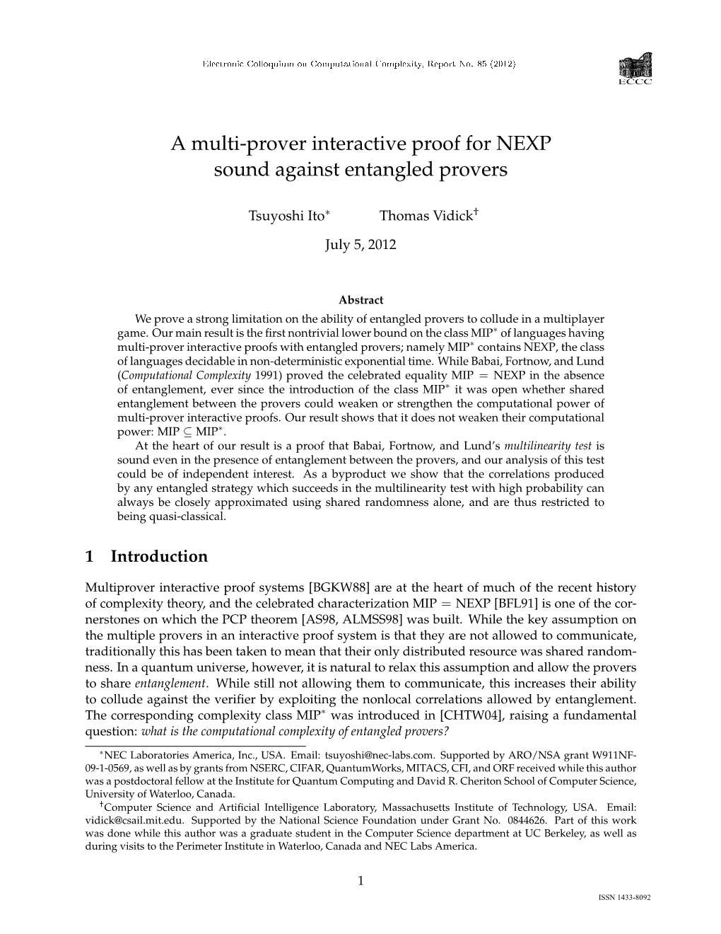 A Multi-Prover Interactive Proof for NEXP Sound Against Entangled Provers