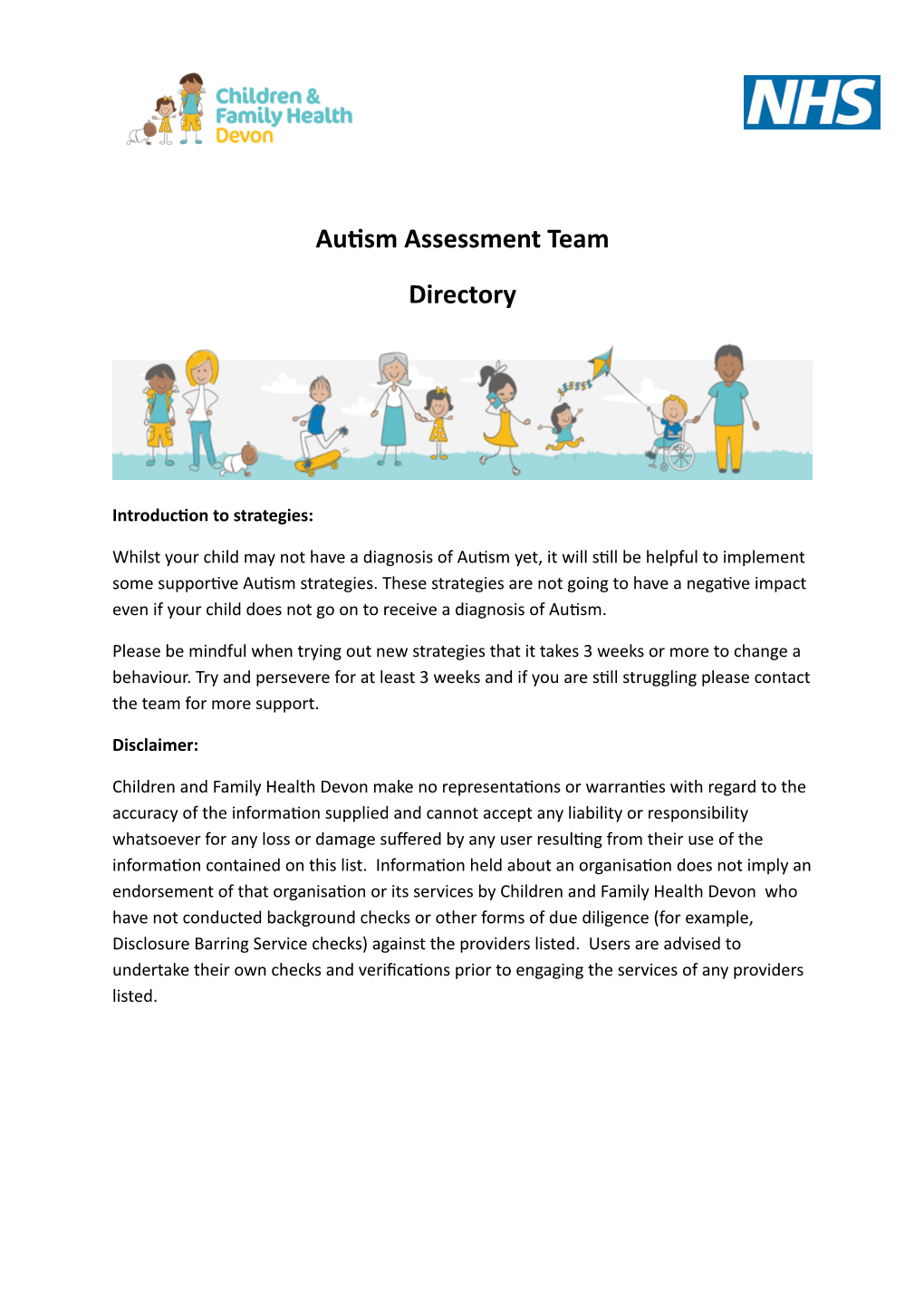 Autism Assessment Team Directory