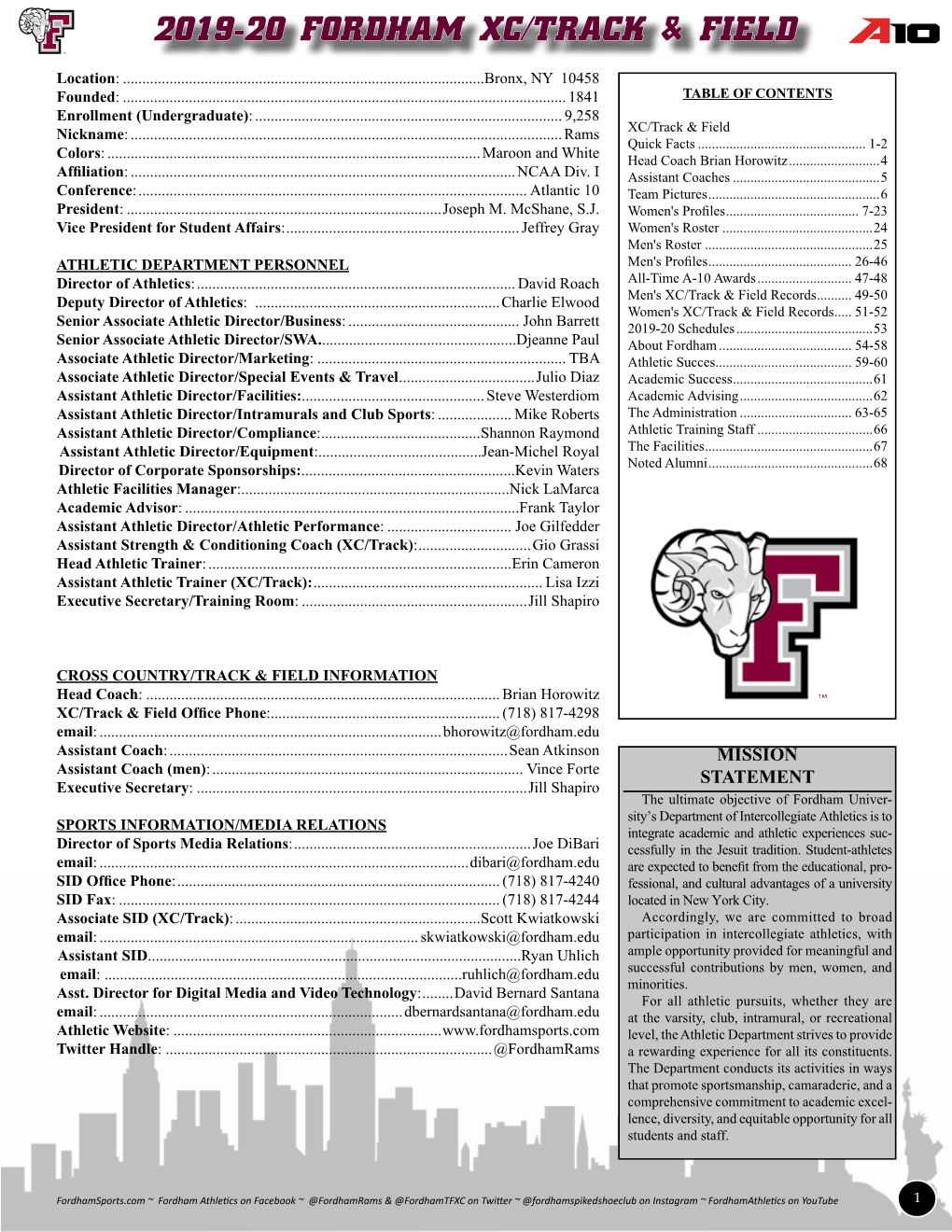 2019-20 Fordham Xc/Track & Field