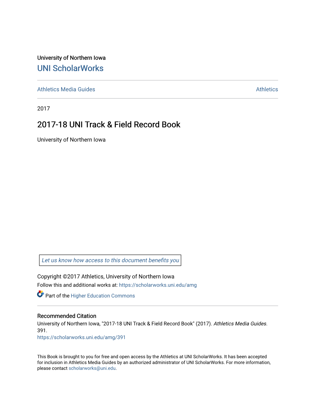2017-18 UNI Track & Field Record Book
