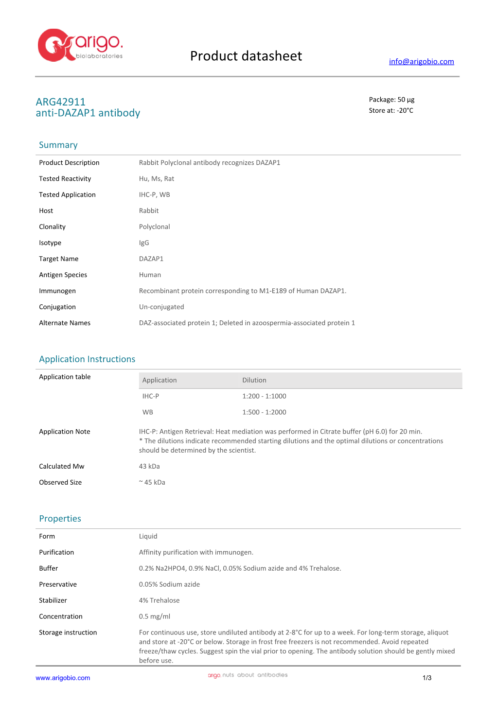 Anti-DAZAP1 Antibody (ARG42911)