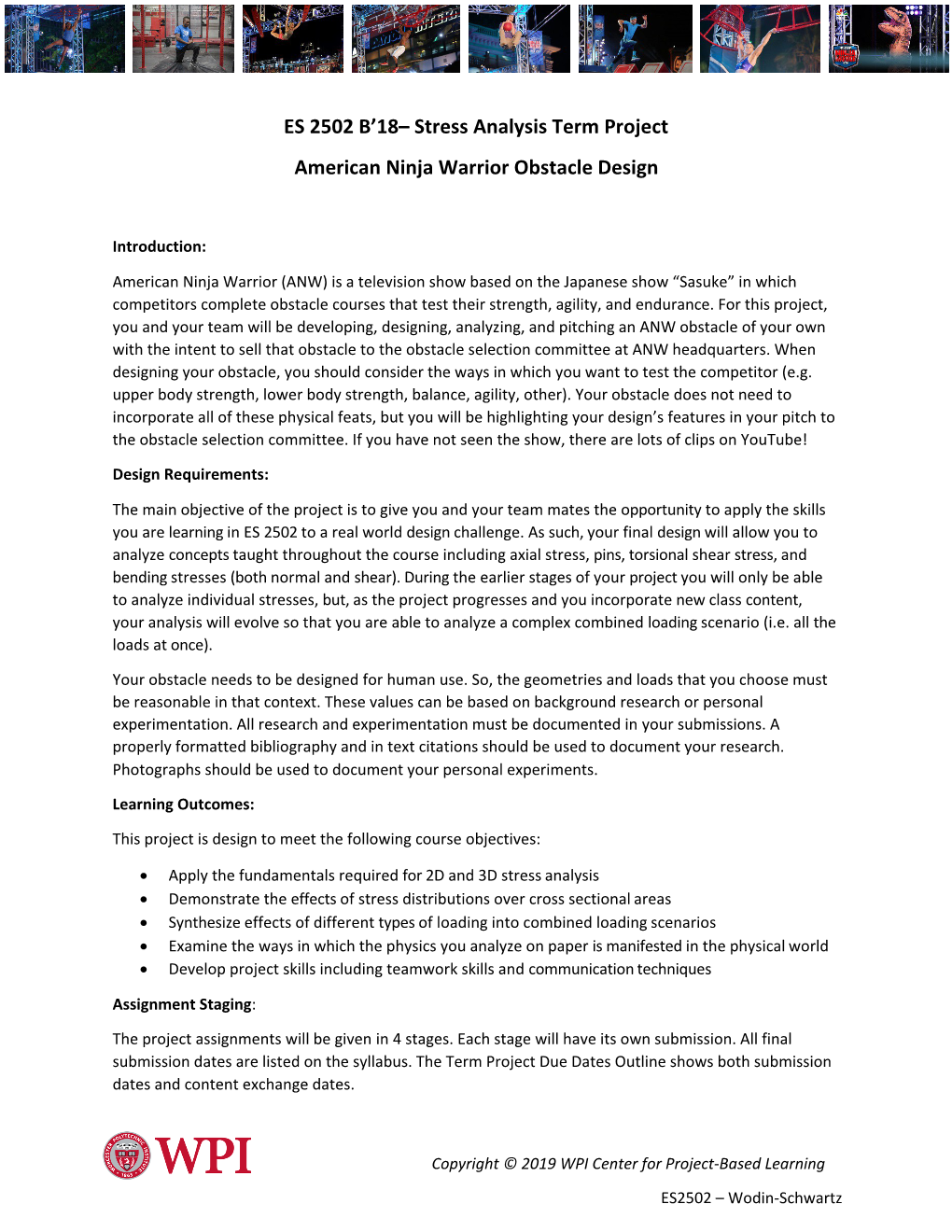 ES 2502 B'18– Stress Analysis Term Project American Ninja Warrior