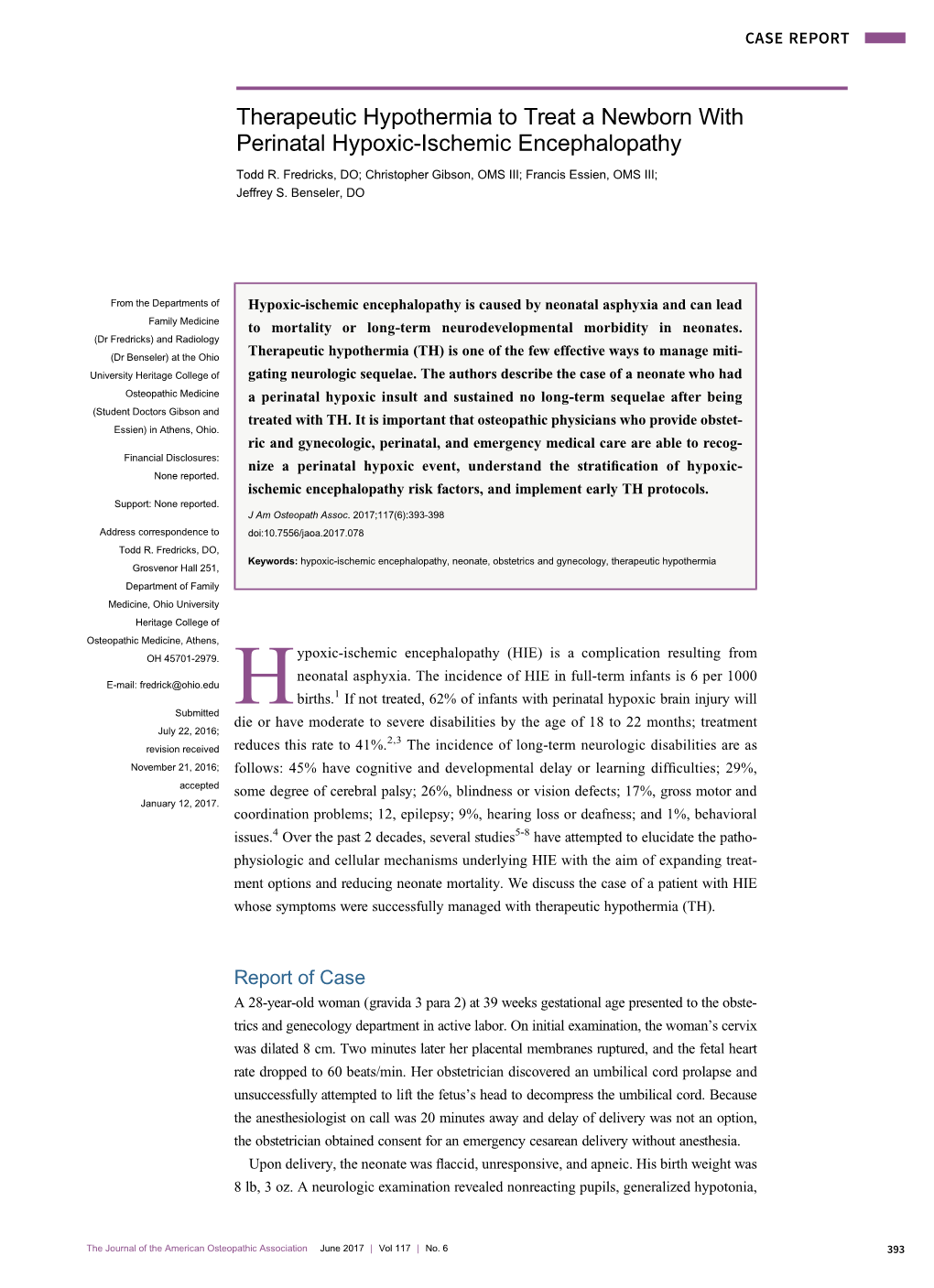 Therapeutic Hypothermia to Treat a Newborn with Perinatal Hypoxic-Ischemic Encephalopathy