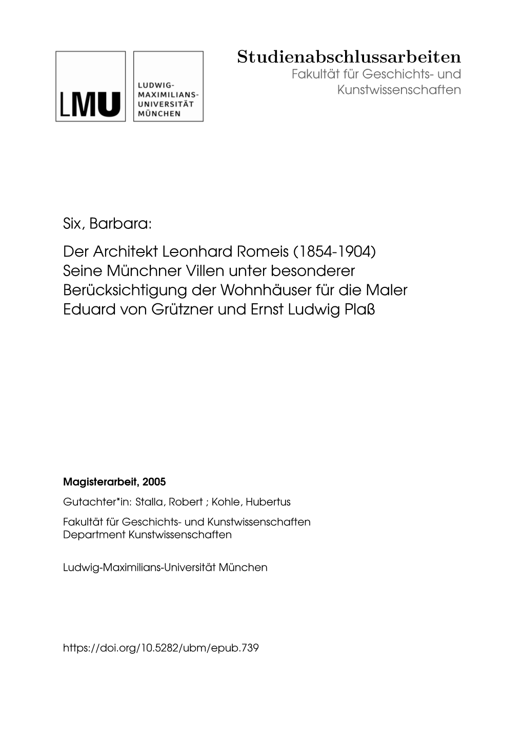 Der Architekt Leonhard Romeis (1854-1904)