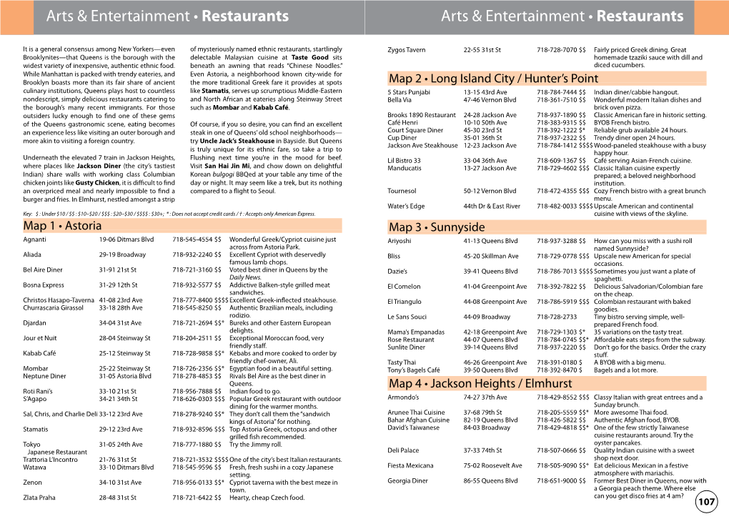 Restaurants Page from Queens Book