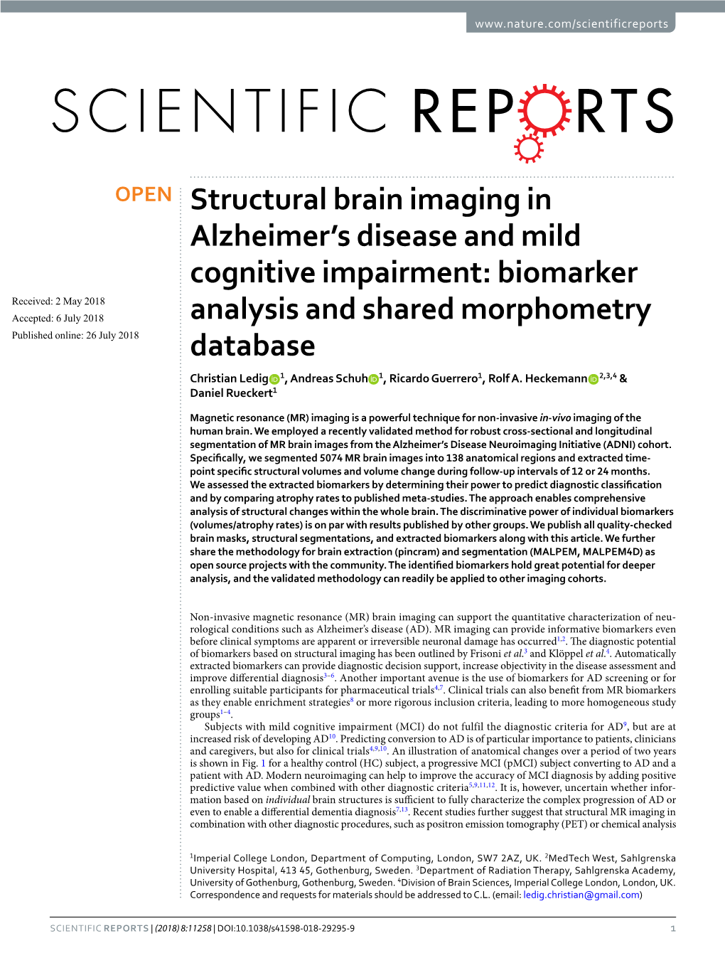 Structural Brain Imaging in Alzheimer's Disease and Mild Cognitive Impairment