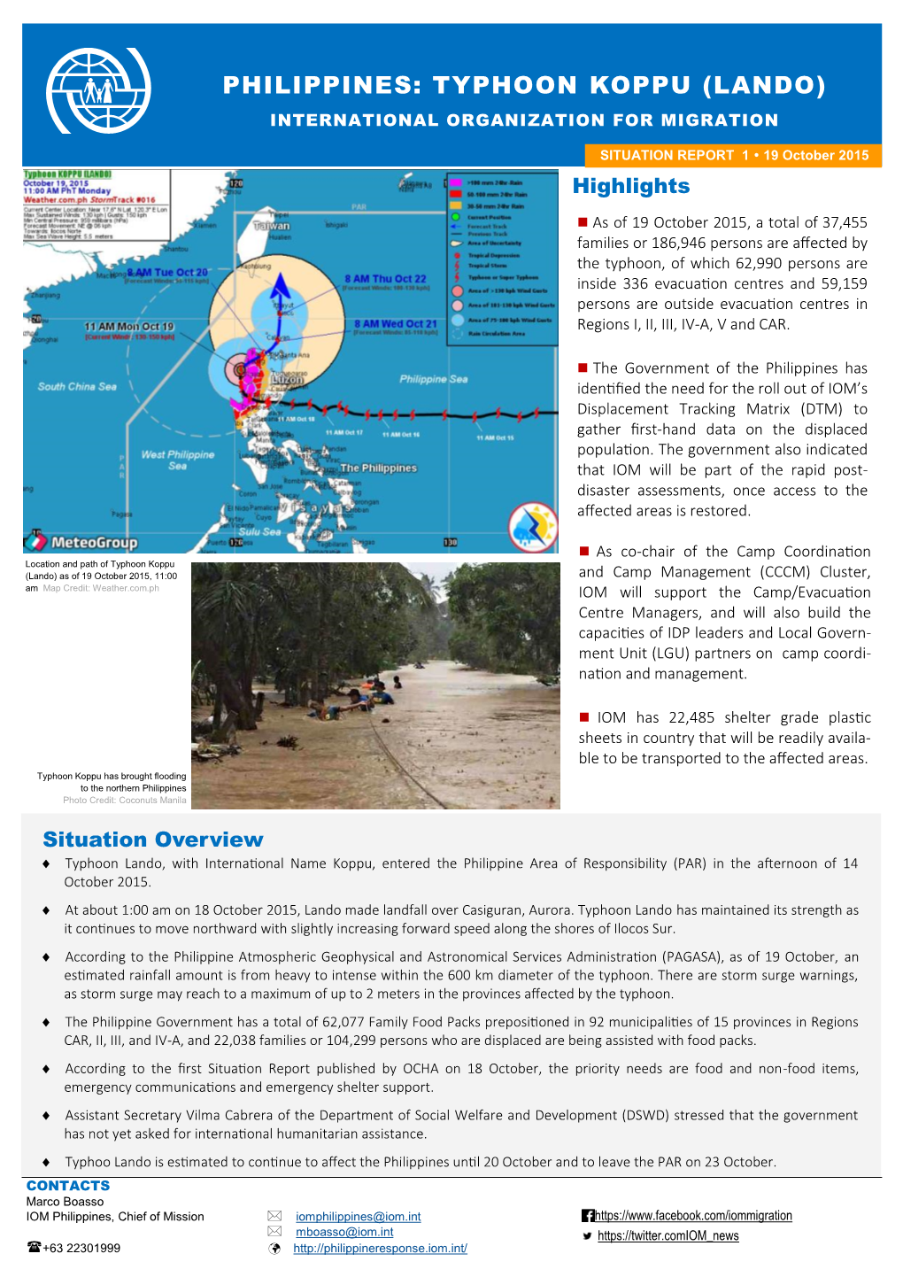 Typhoon Koppu (Lando) International Organization for Migration