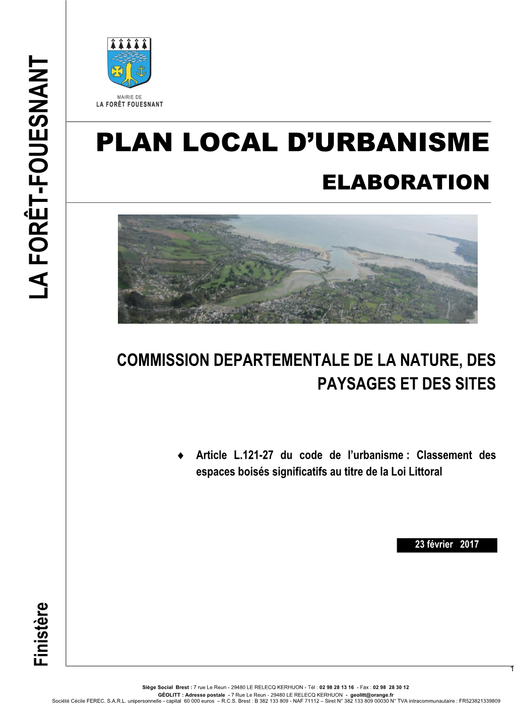 Plan Local D'urbanisme La Forêt-Fouesnant