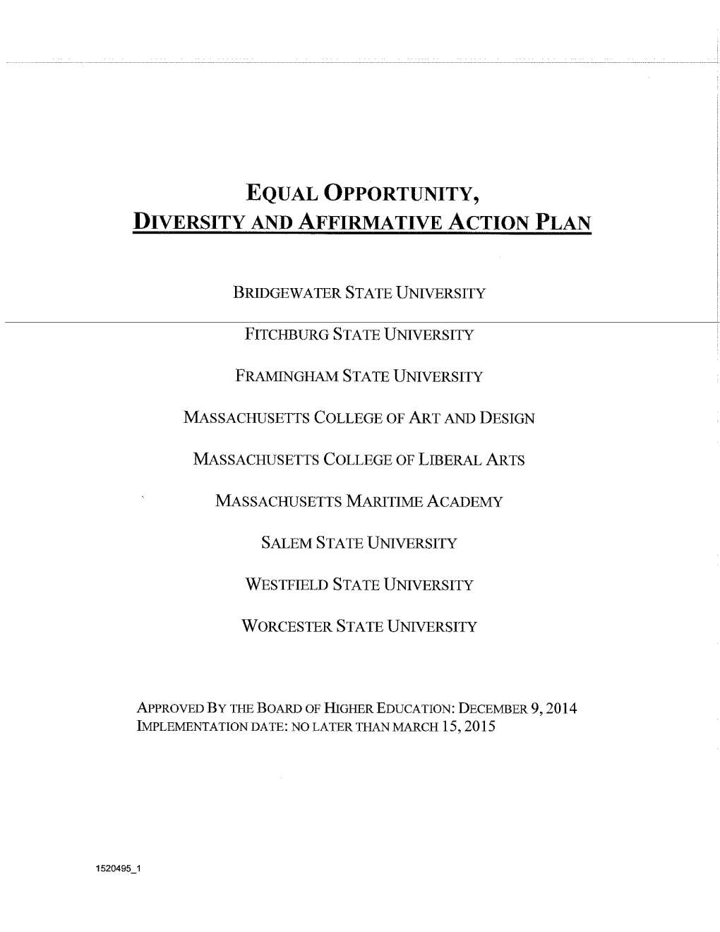 Equal Opportunity, Diversity and Affirmative Action Plan