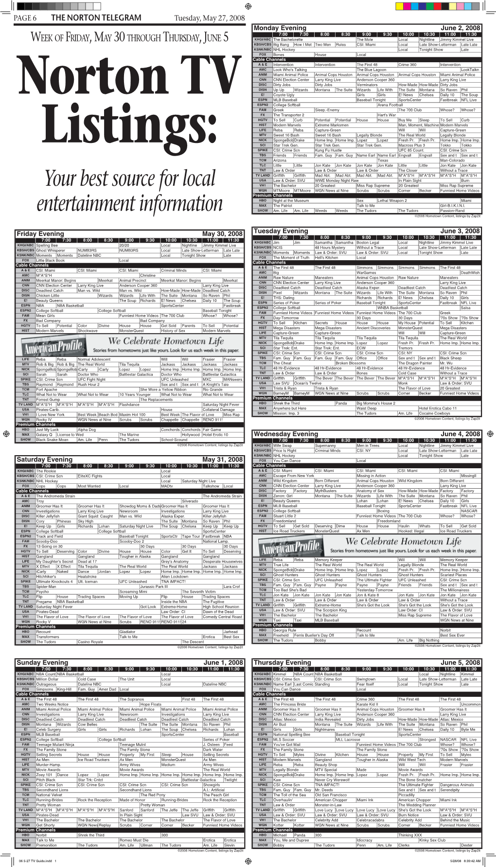 06 5-27 TV Guide.Indd 1 5/28/08 8:39:42 AM