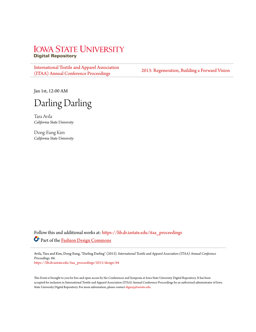 Darling Darling Tara Avila California State University