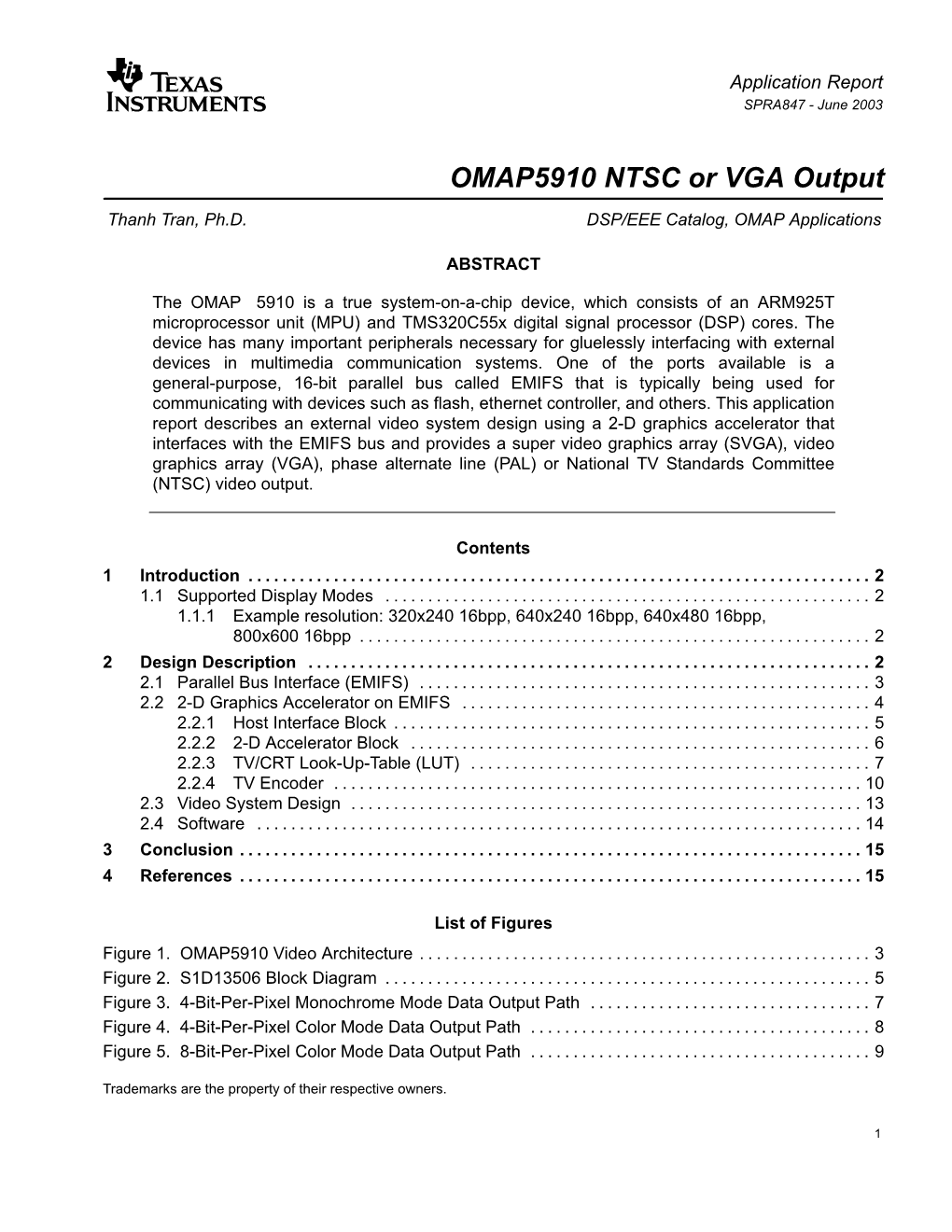 OMAP5910 NTSC Or VGA Output