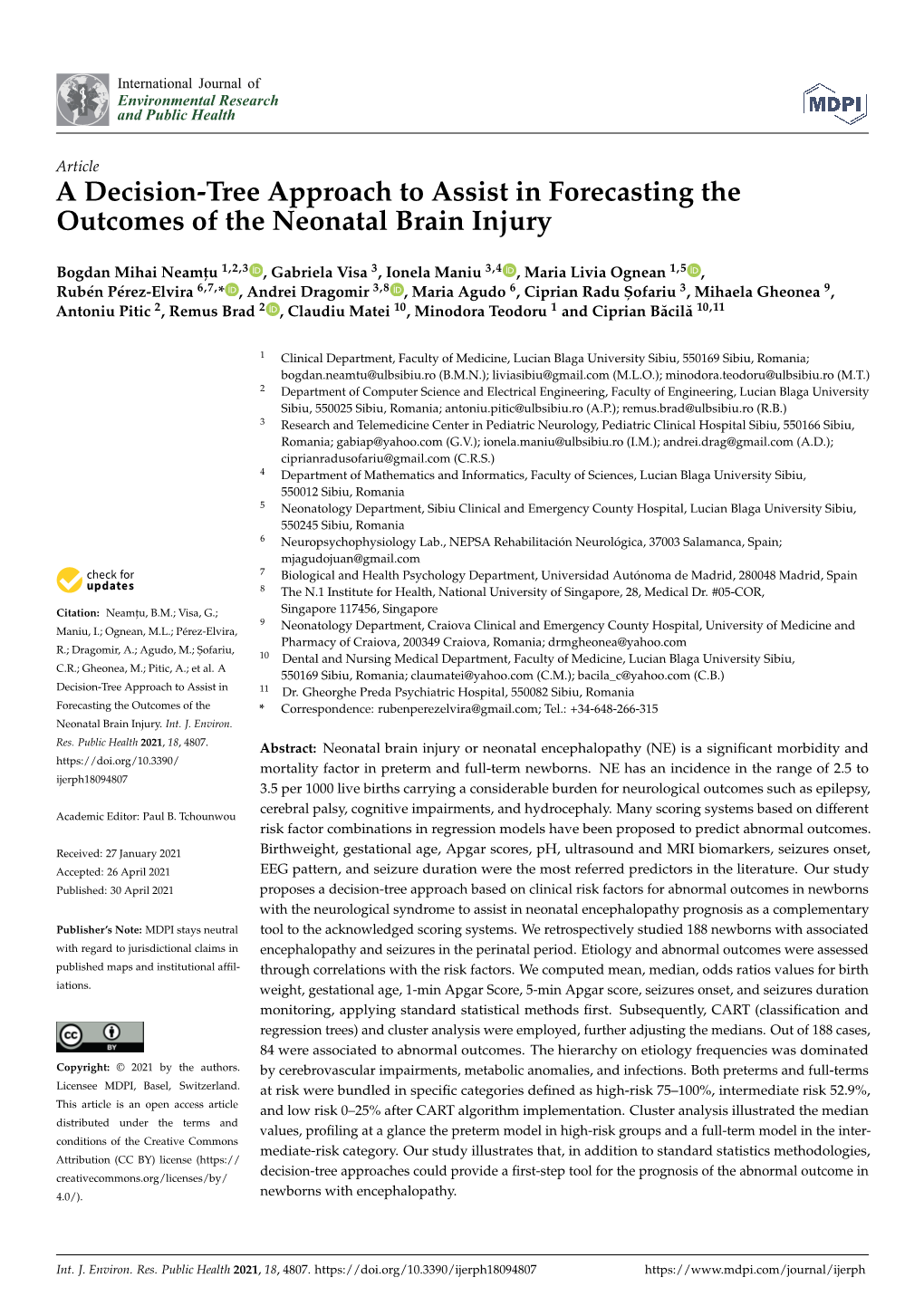 A Decision-Tree Approach to Assist in Forecasting the Outcomes of the Neonatal Brain Injury