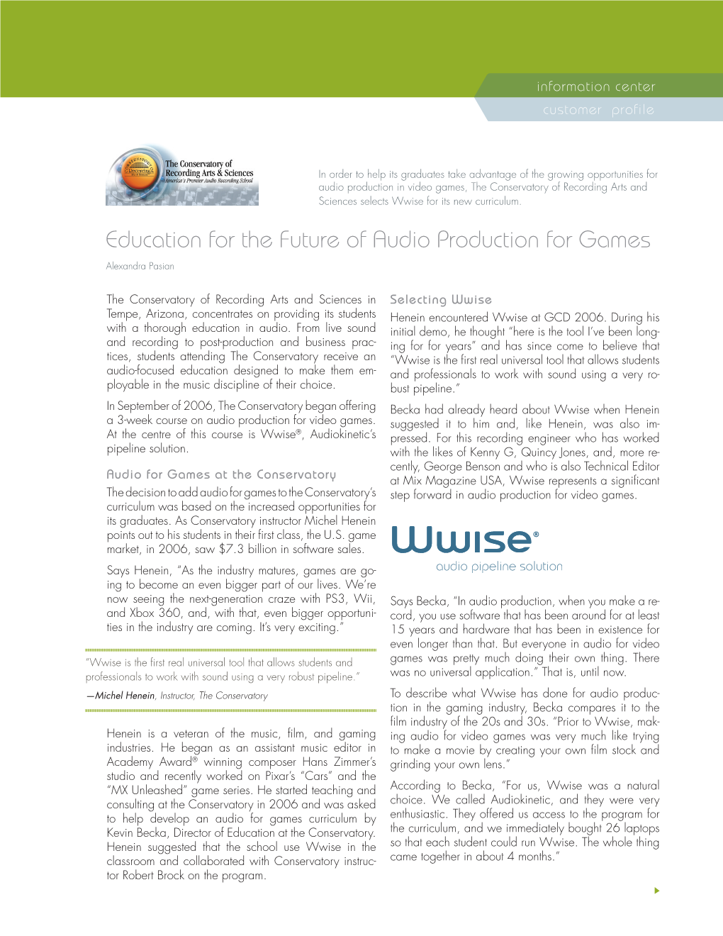 Education for the Future of Audio Production for Games