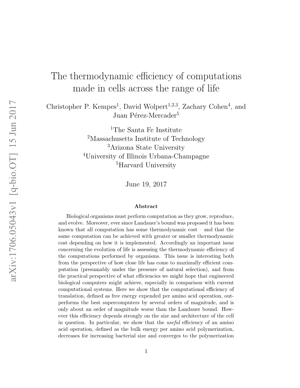 The Thermodynamic Efficiency of Computations Made in Cells Across