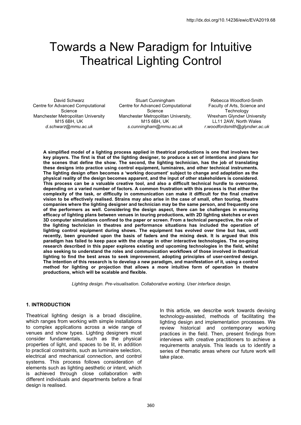 Towards a New Paradigm for Intuitive Theatrical Lighting Control