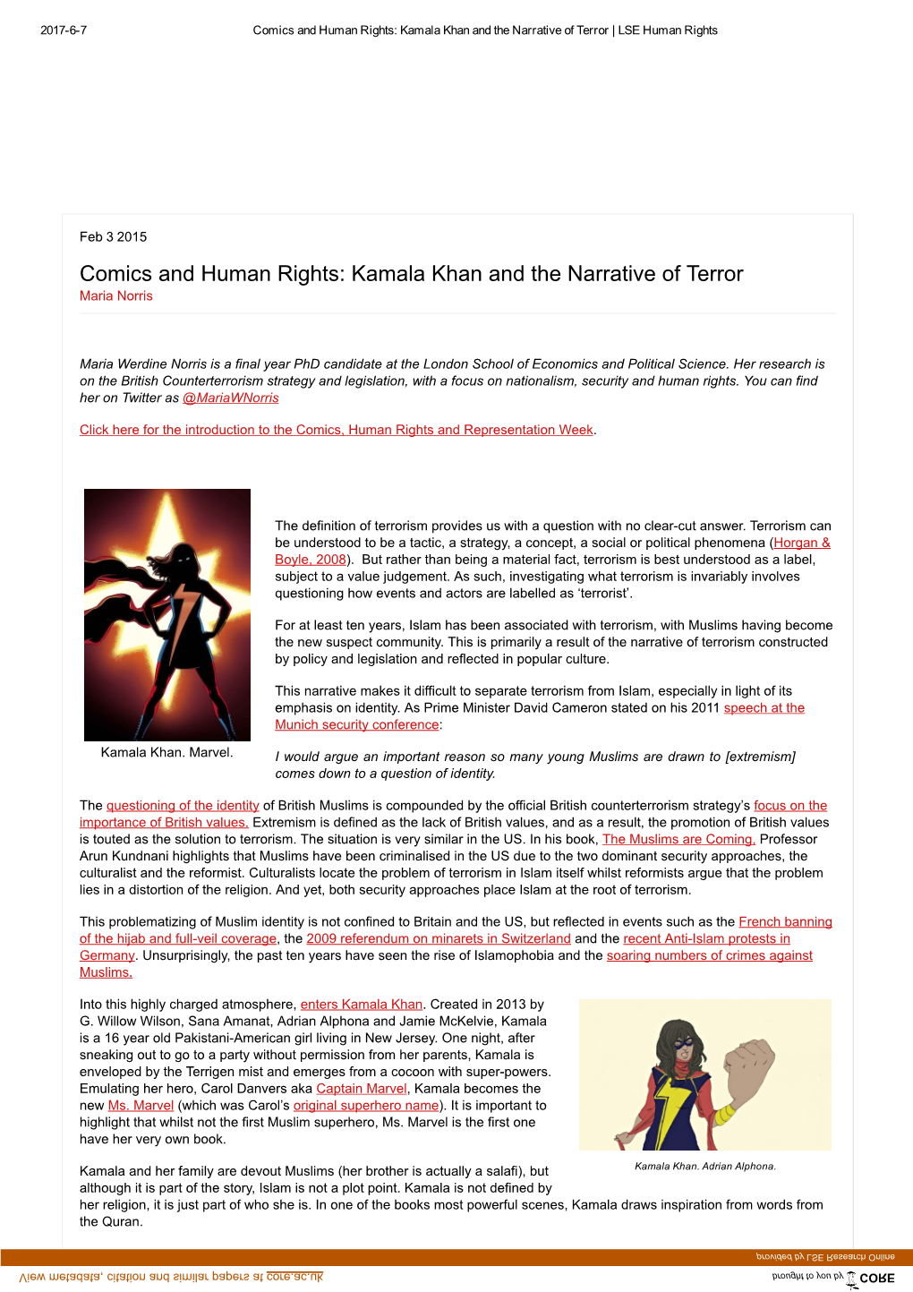 Kamala Khan and the Narrative of Terror | LSE Human Rights