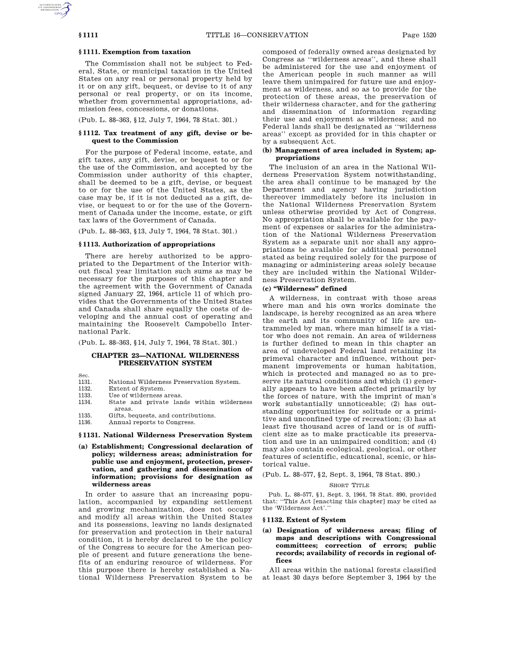 Page 1520 TITLE 16—CONSERVATION § 1111 § 1111