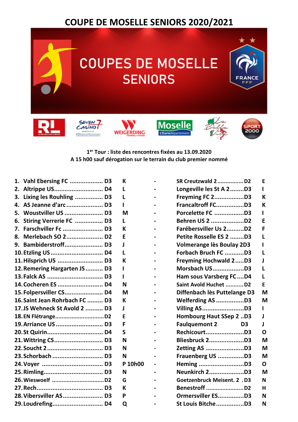Coupe De Moselle Seniors 2020/2021