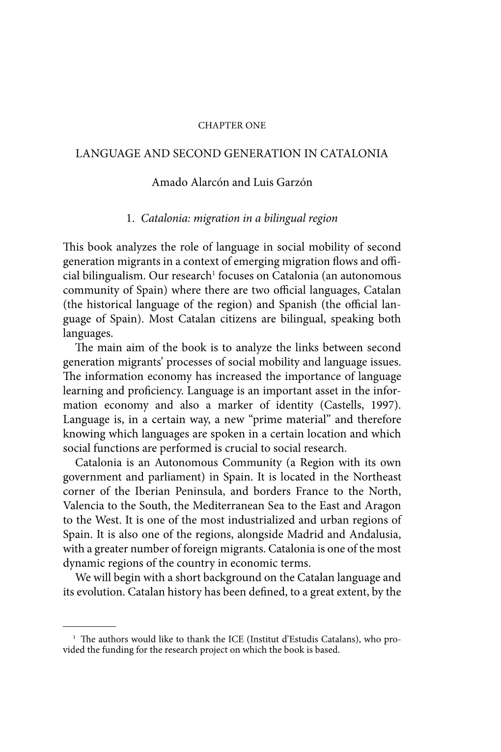 Language and Second Generation in Catalonia