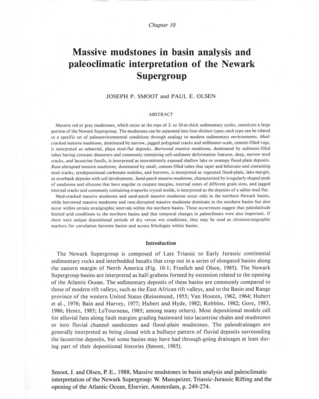 Massive Mudstones in Basin Analysis and Paleoclimatic Interpretation of the Newark Supergroup