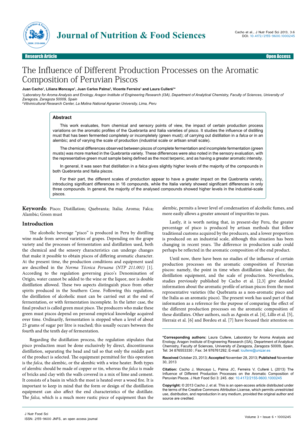 The Influence of Different Production Processes on the Aromatic