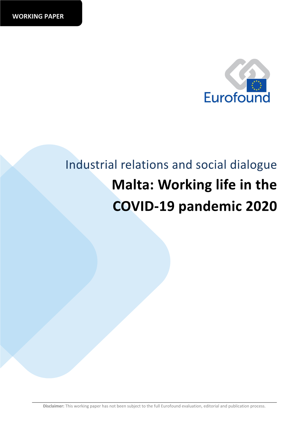 Malta: Working Life in the COVID-19 Pandemic 2020