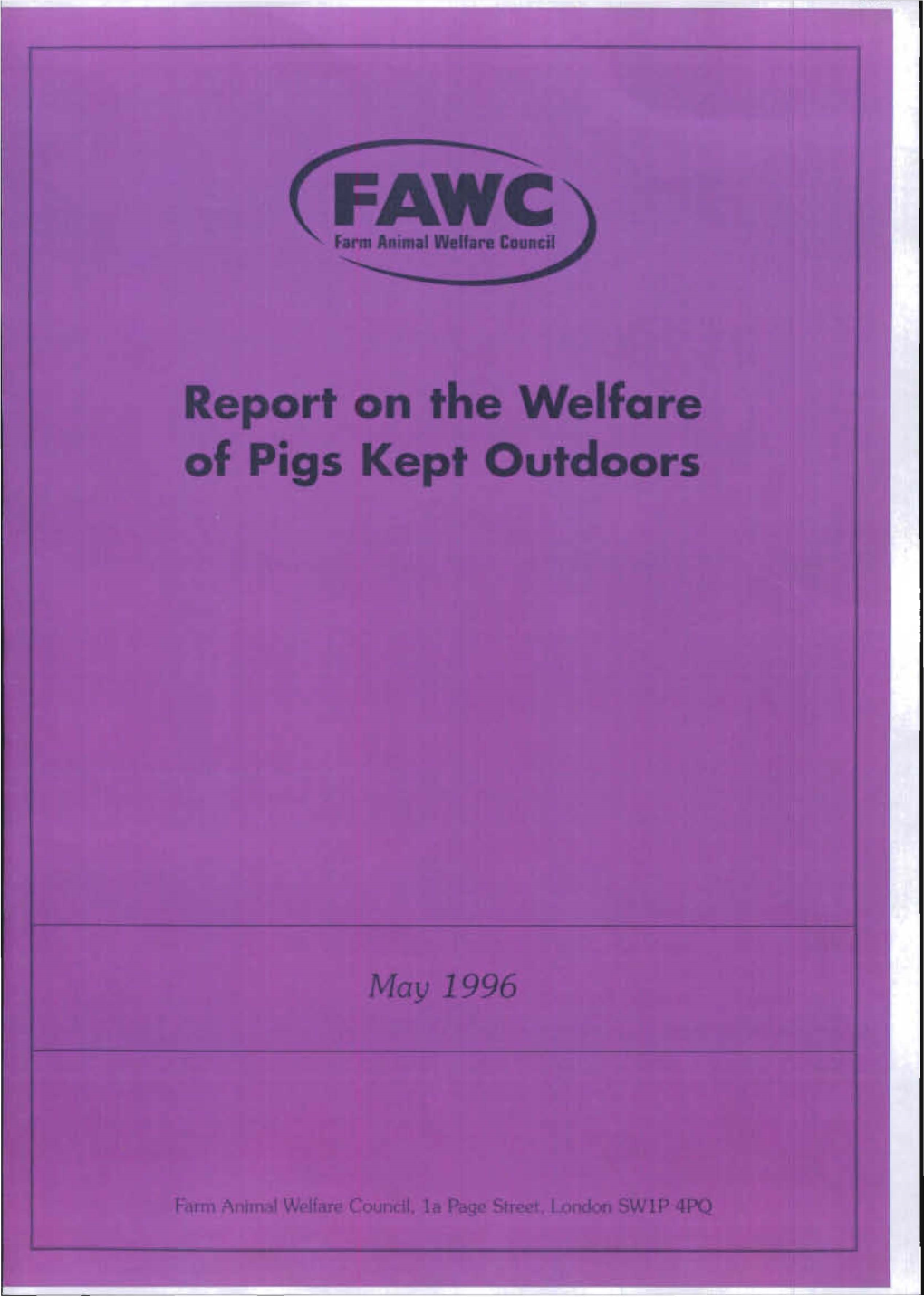 FAWC Report on the Welfare of Pigs Kept Outdoors