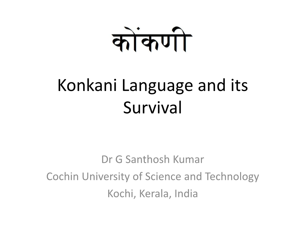 Konkani Language and Its Survival