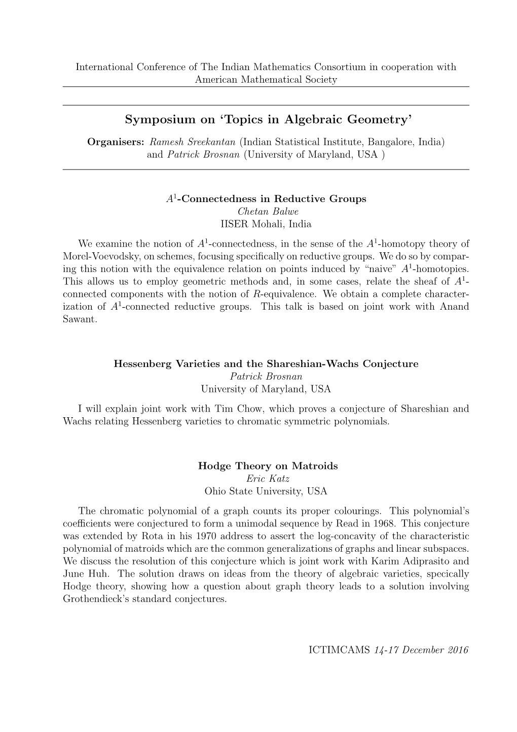 Topics in Algebraic Geometry’