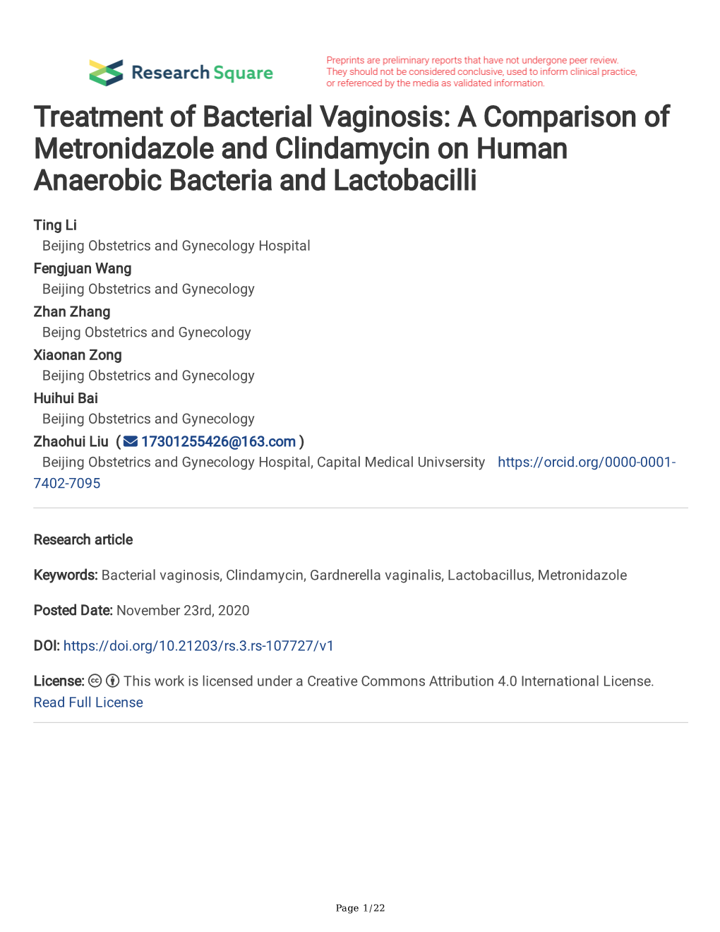 A Comparison of Metronidazole and Clindamycin on Human Anaerobic Bacteria and Lactobacilli