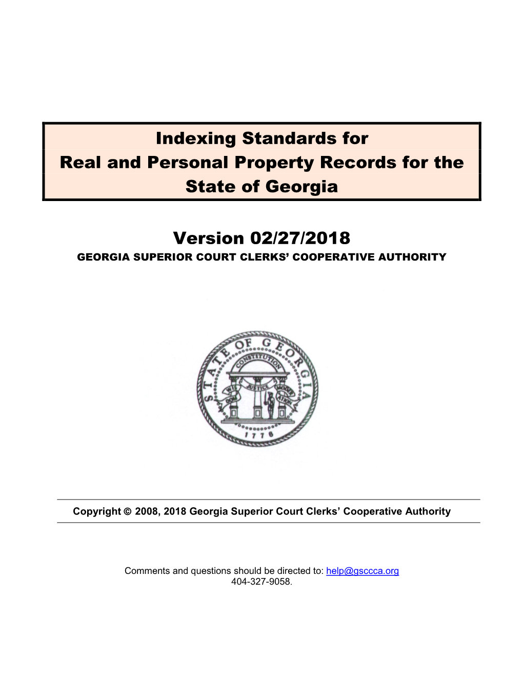 1.0 Indexing Standards for Real and Personal Property Records for The