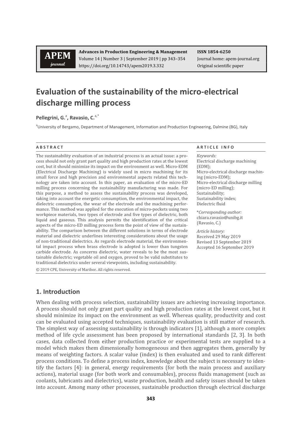 Evaluation of the Sustainability of the Micro-Electrical Discharge Milling Process