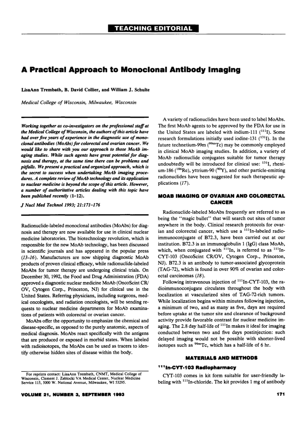 A Practical Approach to Monoclonal Antibody Imaging