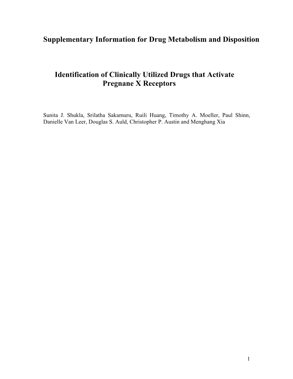 Supplementary Information for Drug Metabolism and Disposition