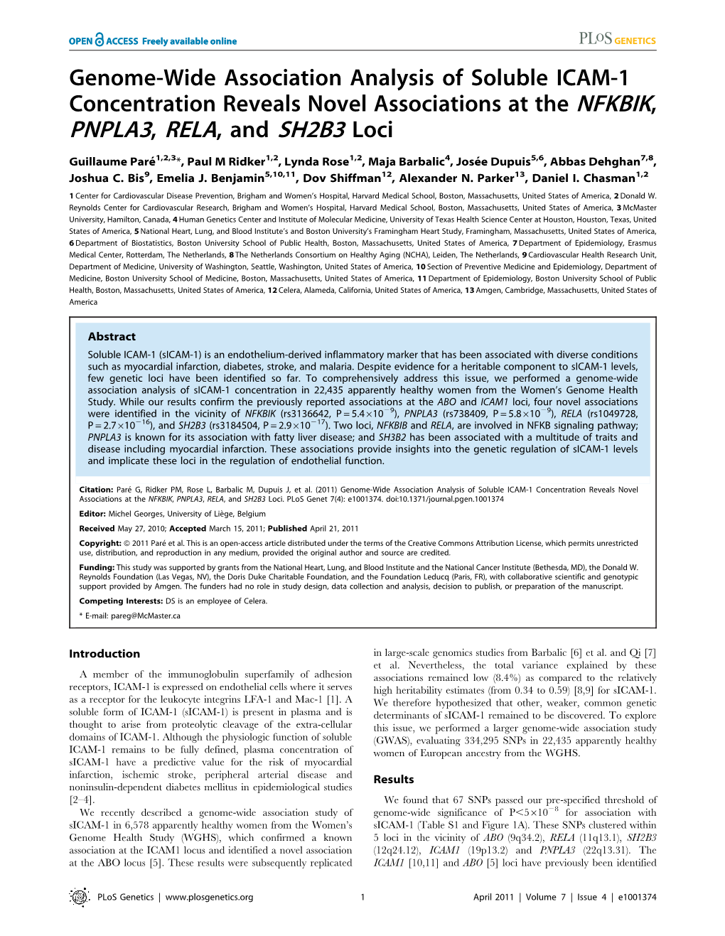 PNPLA3, RELA, and SH2B3 Loci
