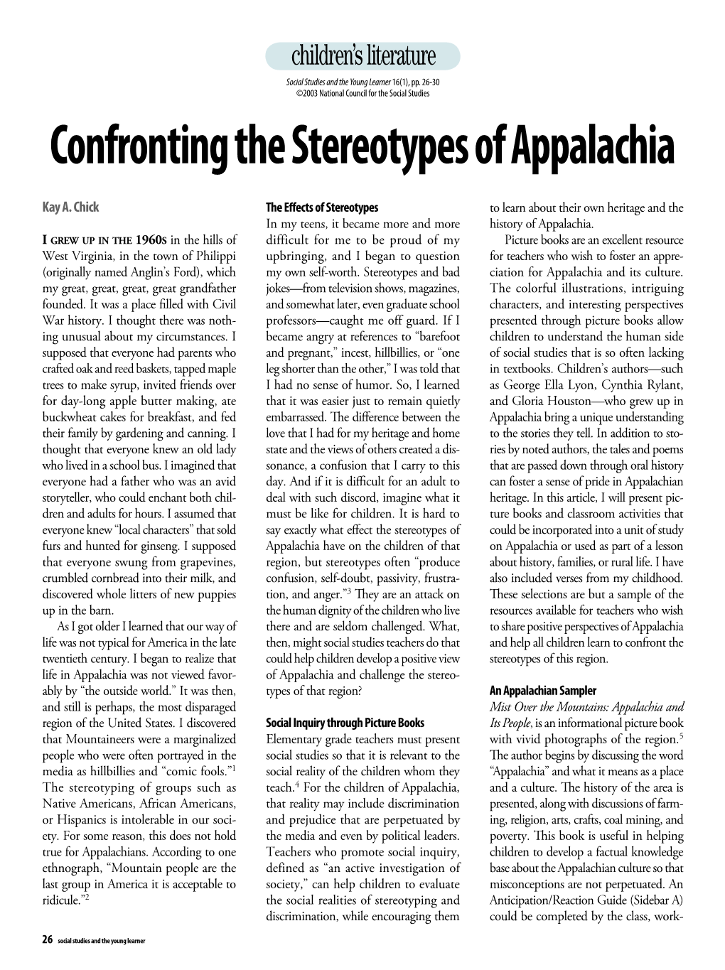 Confronting the Stereotypes of Appalachia