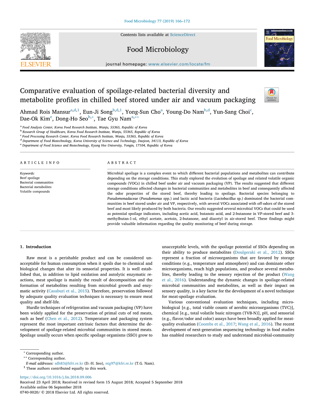 Food Microbiology Comparative Evaluation of Spoilage-Related