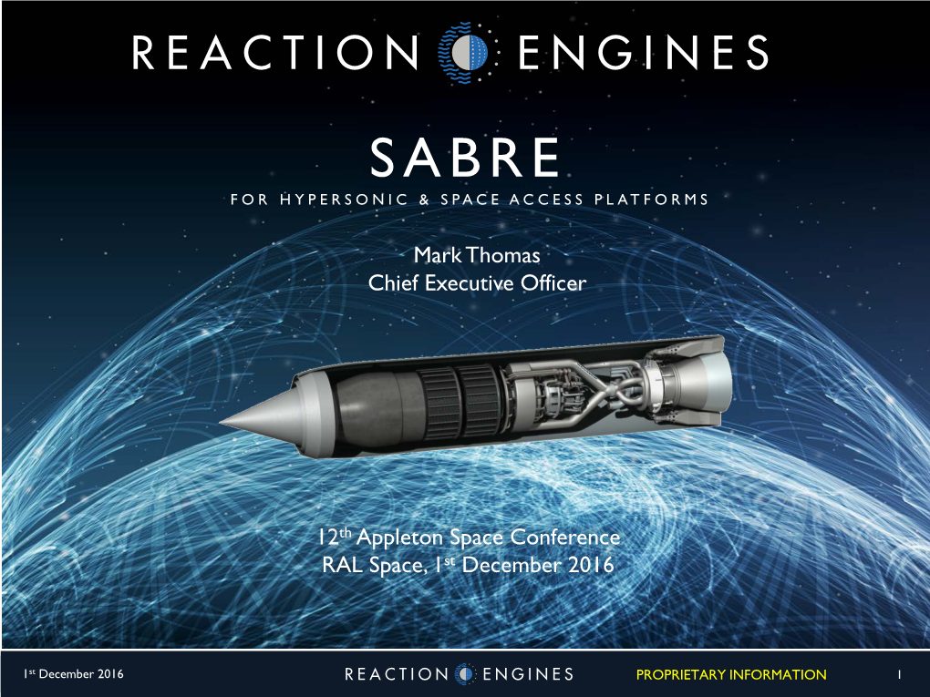 Sabre for Hypersonic & Space Access Platforms