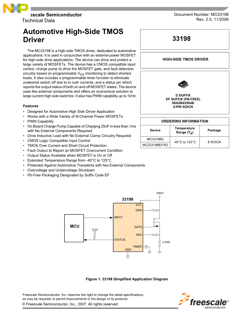 MC33198, Automotive High-Side TMOS Driver