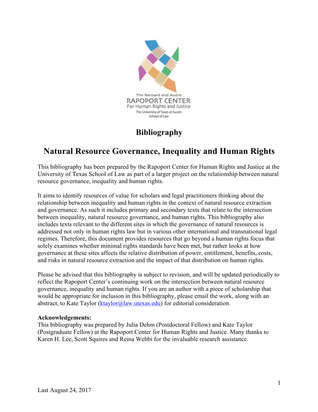 Natural Resource Governance, Inequality and Human Rights