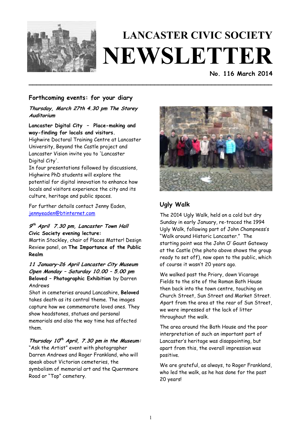 Newsletter 116 March 2014