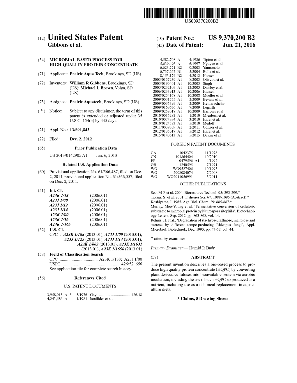 (10) Patent No.: US 9370200 B2