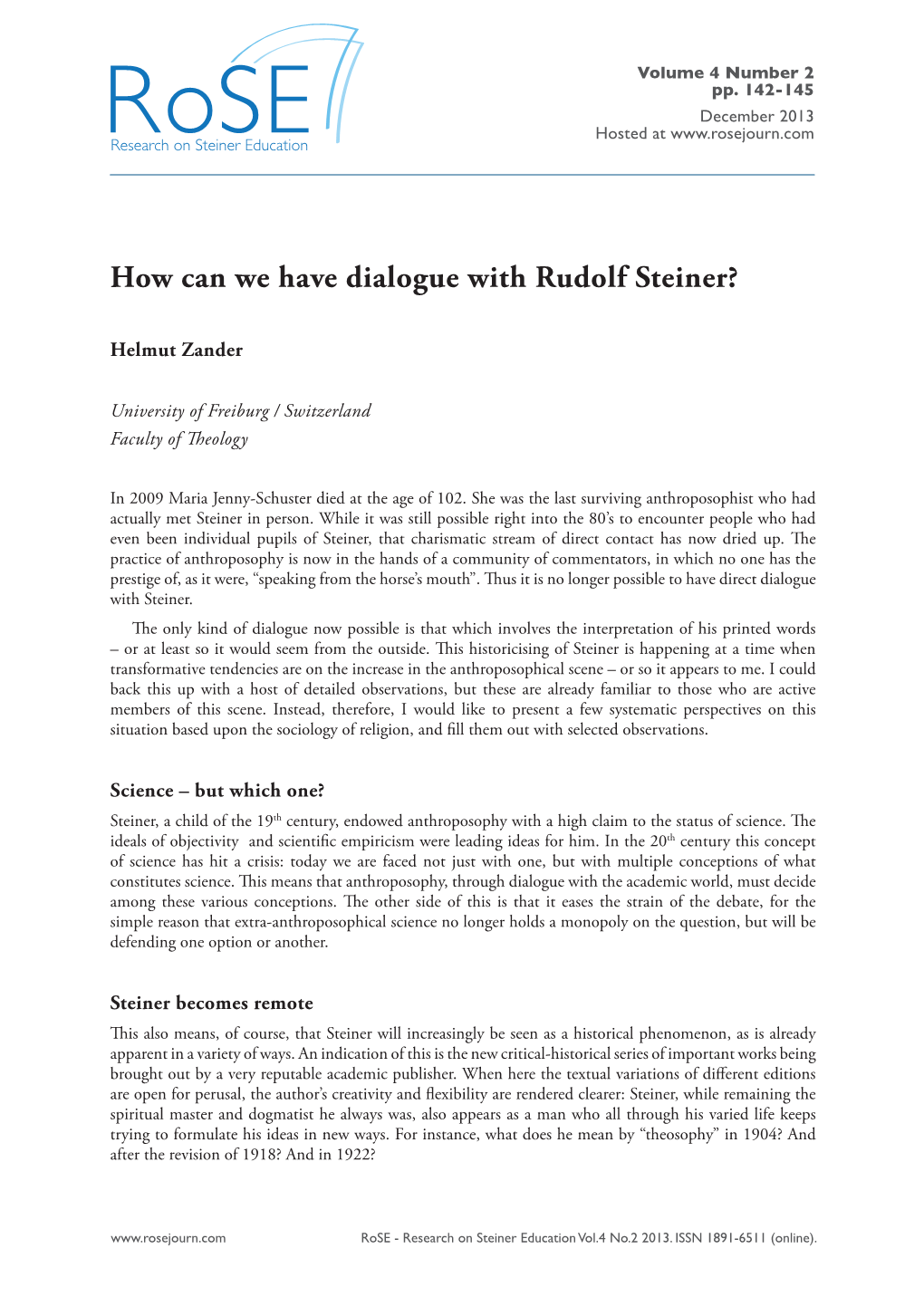 How Can We Have Dialogue with Rudolf Steiner?