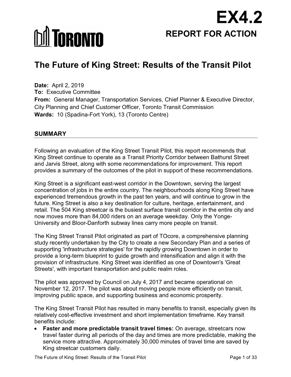 The Future of King Street: Results of the Transit Pilot