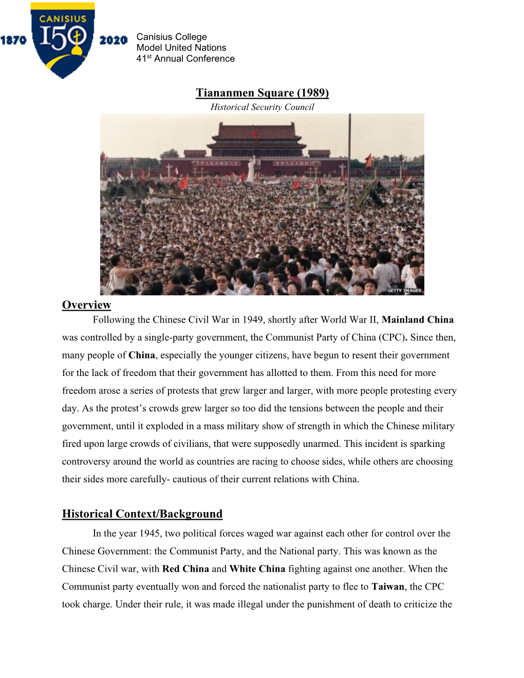 Tiananmen Square (1989) Historical Security Council