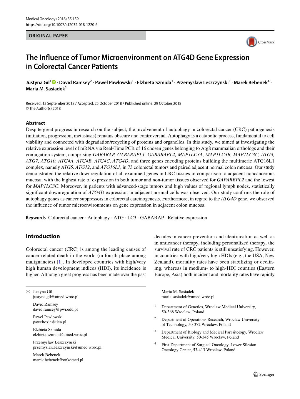 The Influence of Tumor Microenvironment on ATG4D Gene Expression in Colorectal Cancer Patients