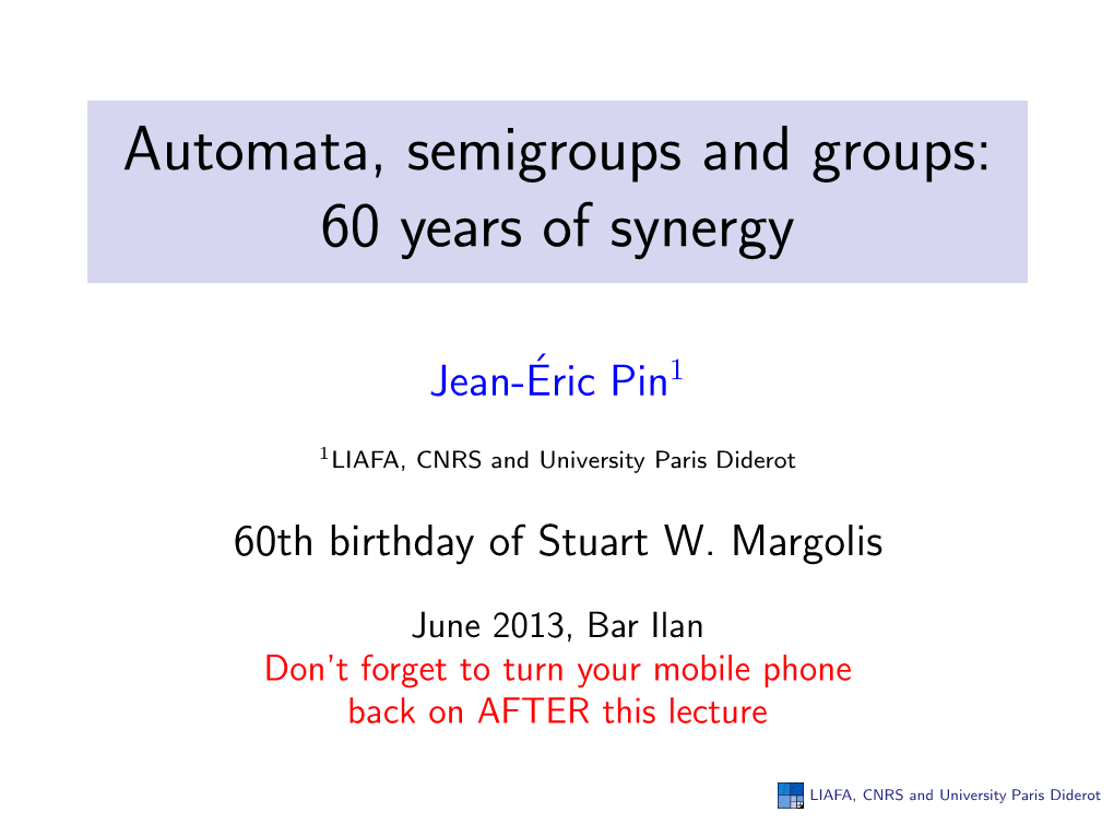 Automata, Semigroups and Groups: 60 Years of Synergy