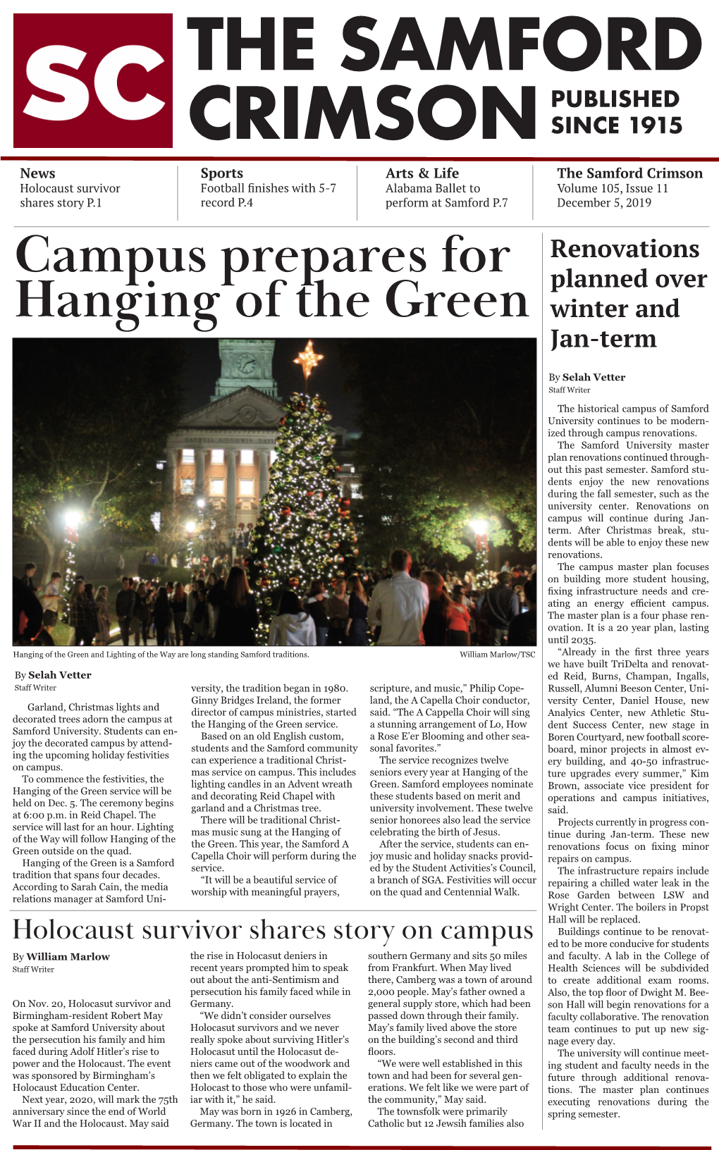 Campus Prepares for Hanging of the Green